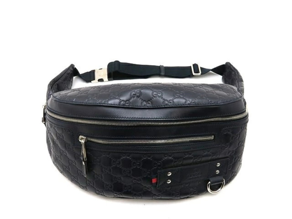 Gucci Bag Waist Crossbody Bum Body Coating Navy Blue